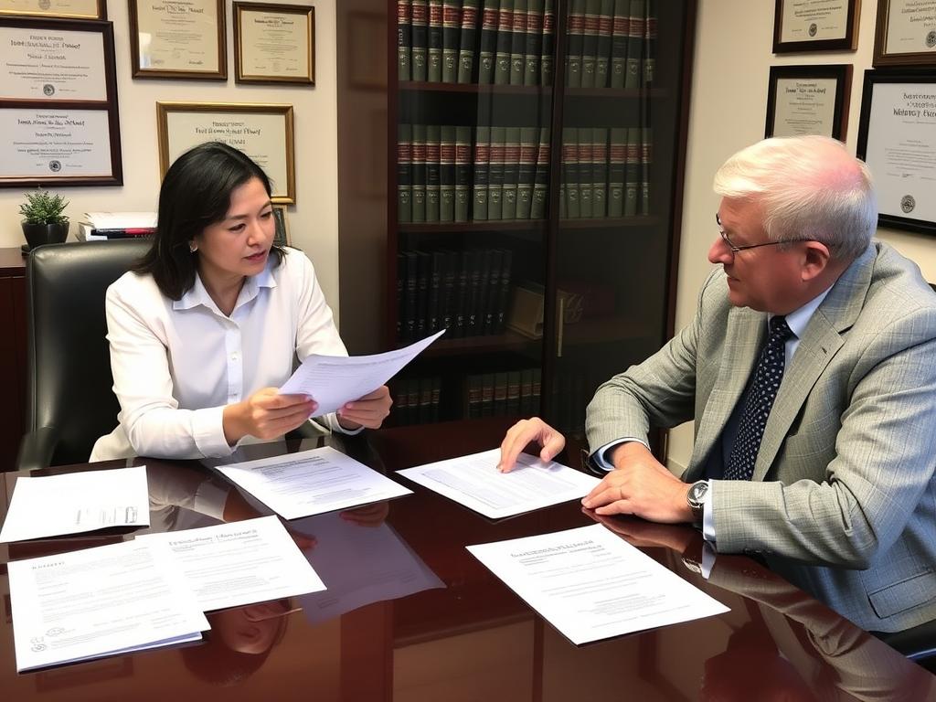 Pessoa consultando advogado sobre dúvidas no processo de residência permanente