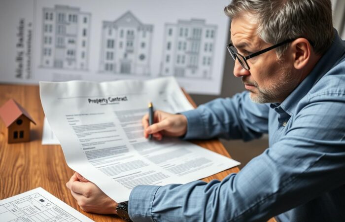 Pessoa-preocupada-analisando-contrato-de-compra-de-imovel-na-planta-com-expressao-de-duvida Pessoa preocupada analisando contrato de compra de imóvel na planta com expressão de dúvida