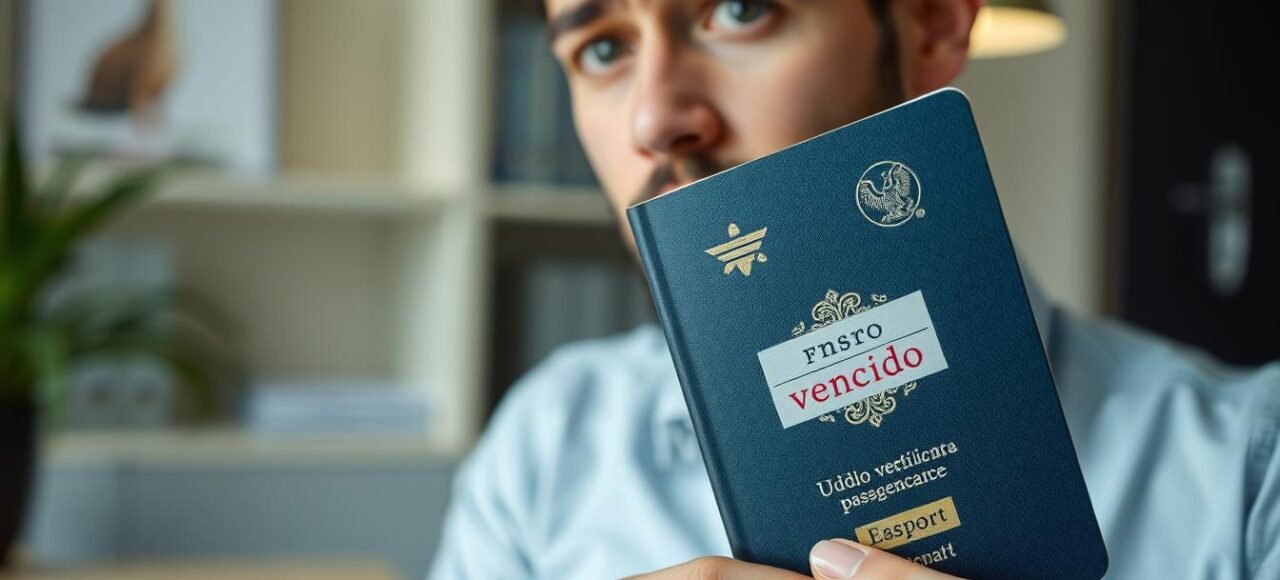 Pessoa preocupada segurando passaporte com visto vencido