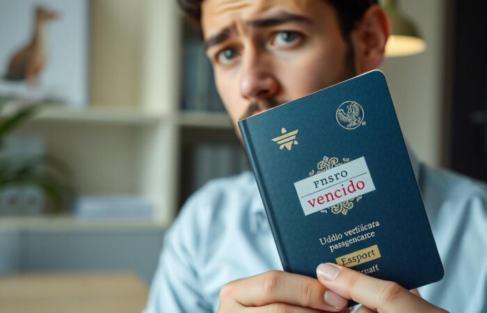 Pessoa-preocupada-segurando-passaporte-com-visto-vencido Pessoa preocupada segurando passaporte com visto vencido
