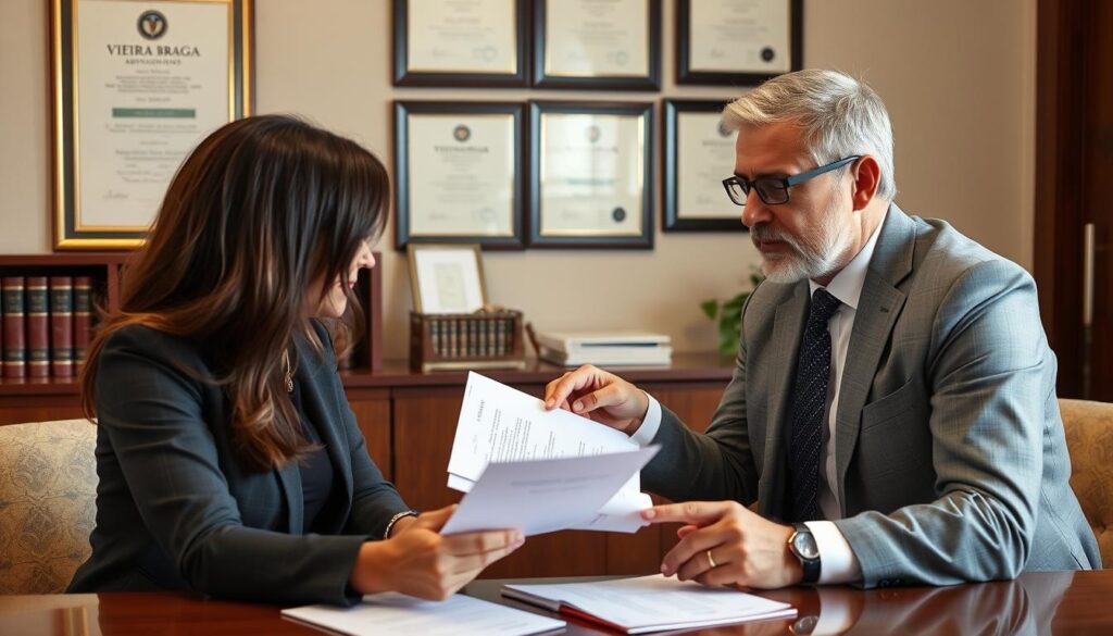 Pessoa recebendo consultoria sobre cidadania italiana emperrada