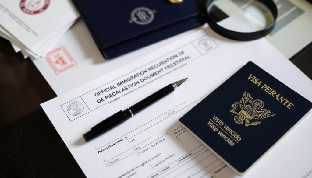 Processo de regularização de visto vencido com documentos oficiais