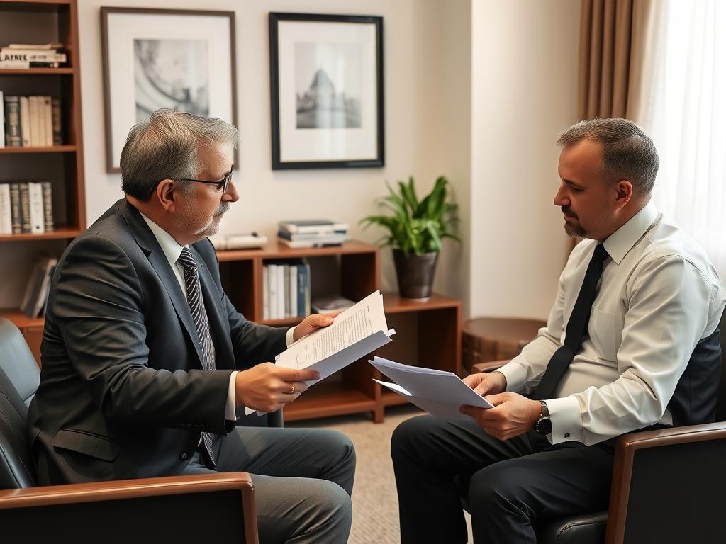 Reunião entre advogado e cliente sobre compra de imóvel de herança partilha não feita Reunião entre advogado e cliente sobre compra de imóvel de herança partilha não feita