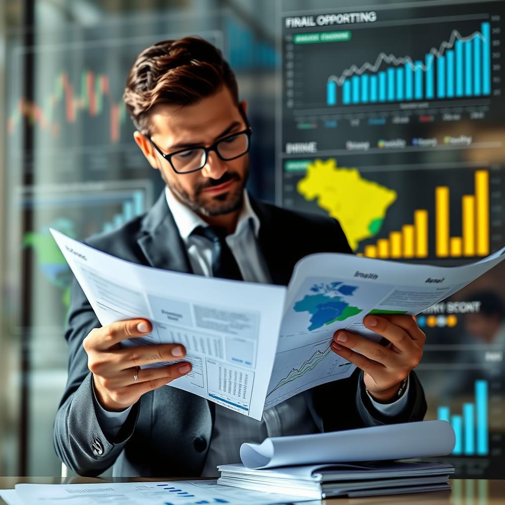 Visto de investidor para o Brasil - Empresário analisando oportunidades de investimento Visto de investidor para o Brasil - Empresário analisando oportunidades de investimento