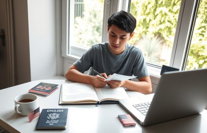 estudando inglês com visto