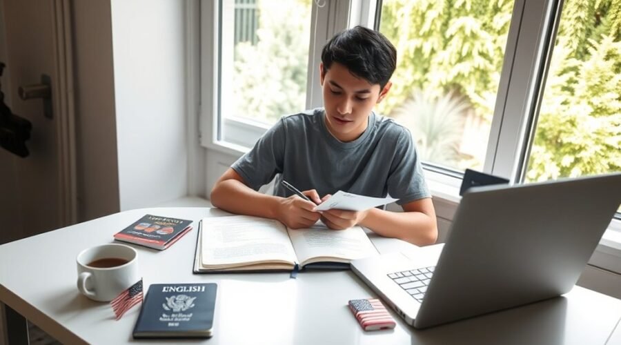 estudando inglês com visto