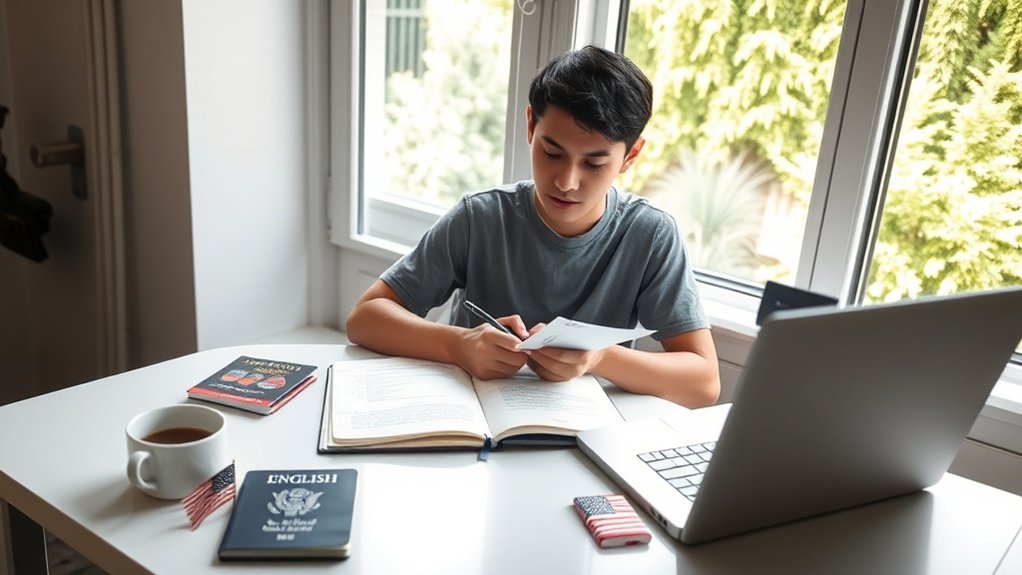 estudando inglês com visto
