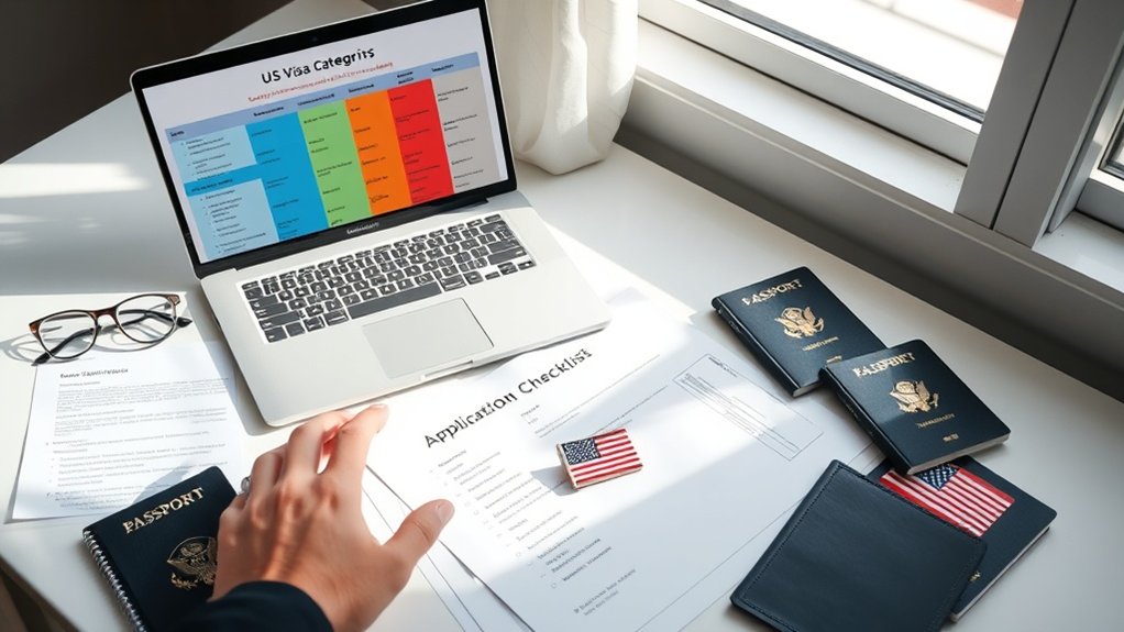 seleção e solicitação de visto