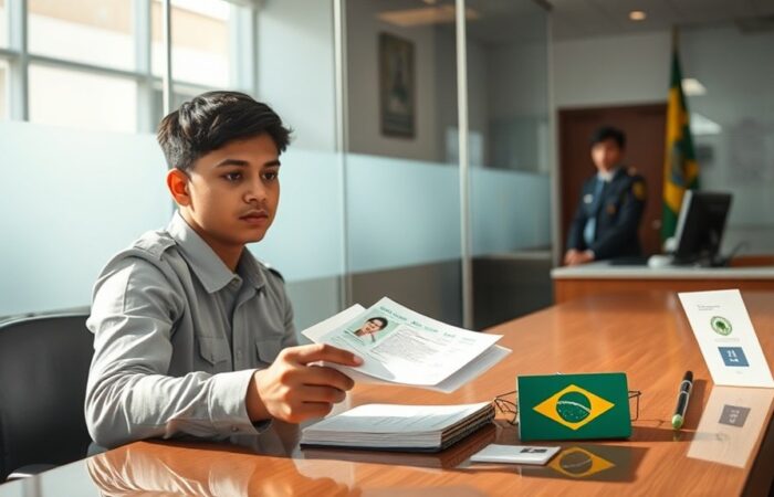 Processo de permissão de trabalho pela primeira vez