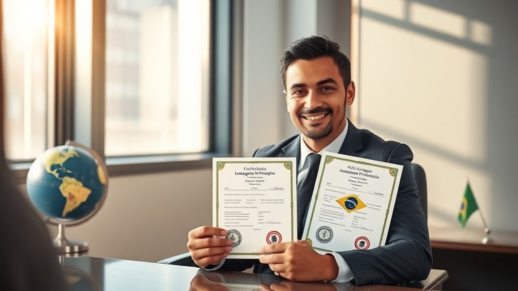 destacar certificações de língua portuguesa
