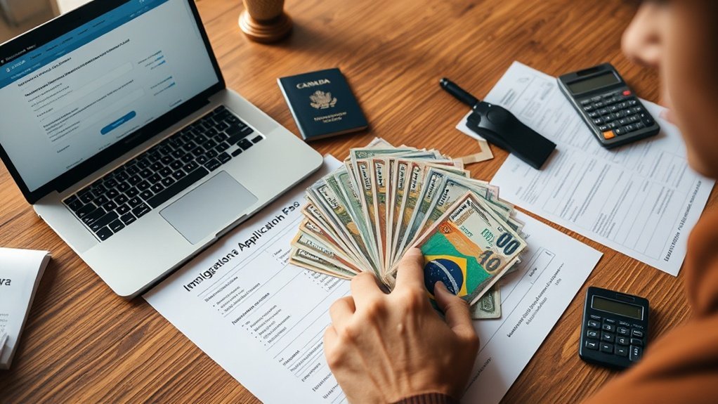 taxas governamentais de solicitação de imigração