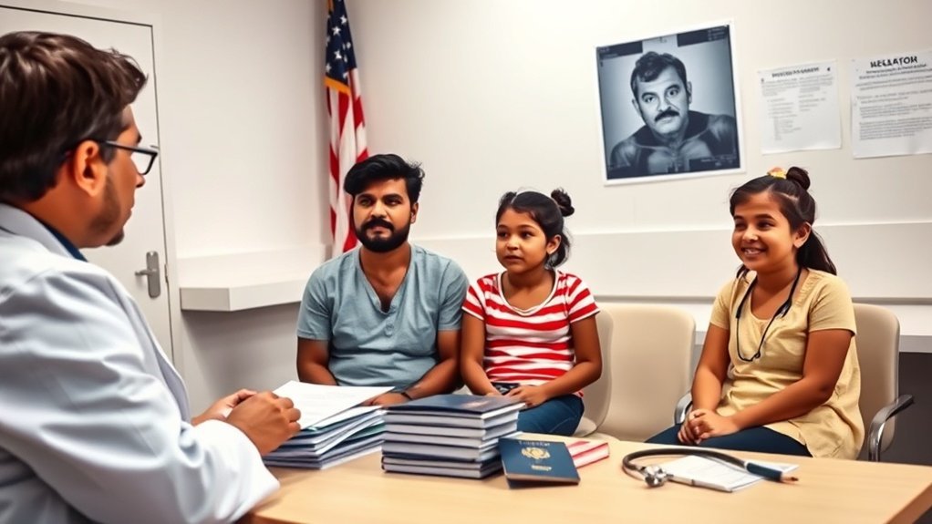 exames médicos e verificações de antecedentes