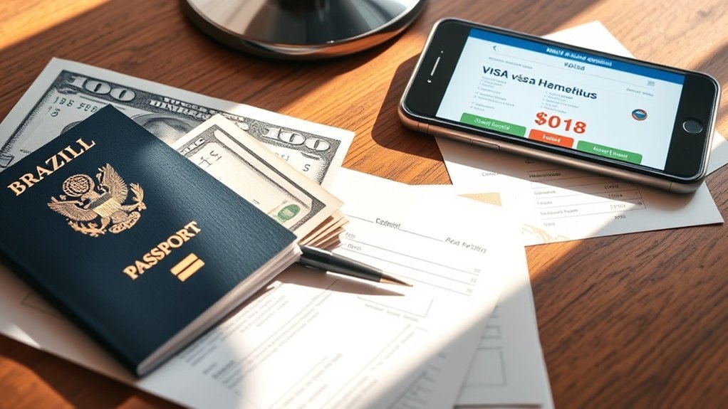 taxas de solicitação de visto brasil