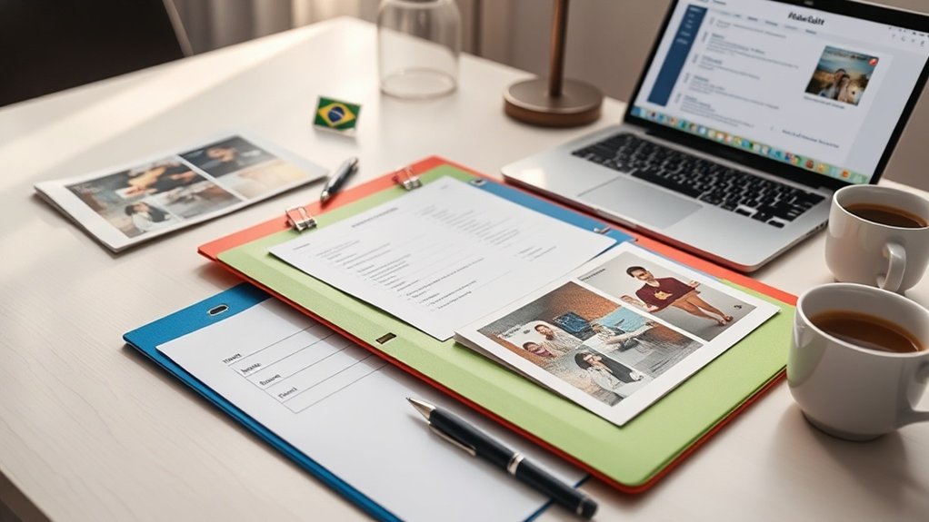 organização de pasta para solicitação de visto