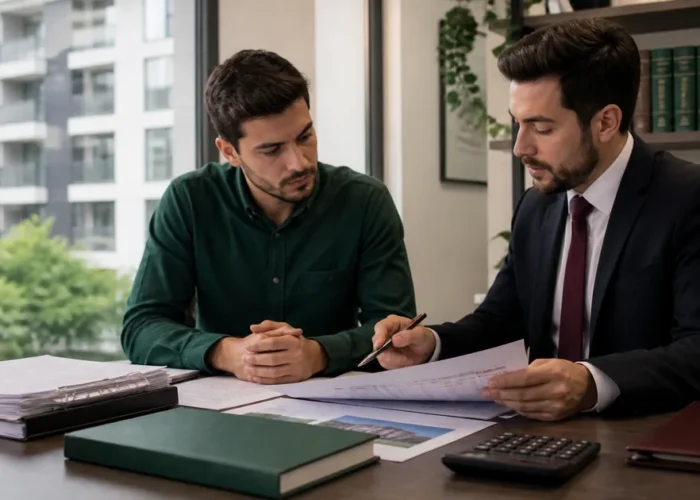 Cliente consulta advogado sobre honorários e riscos de imóvel em leilão