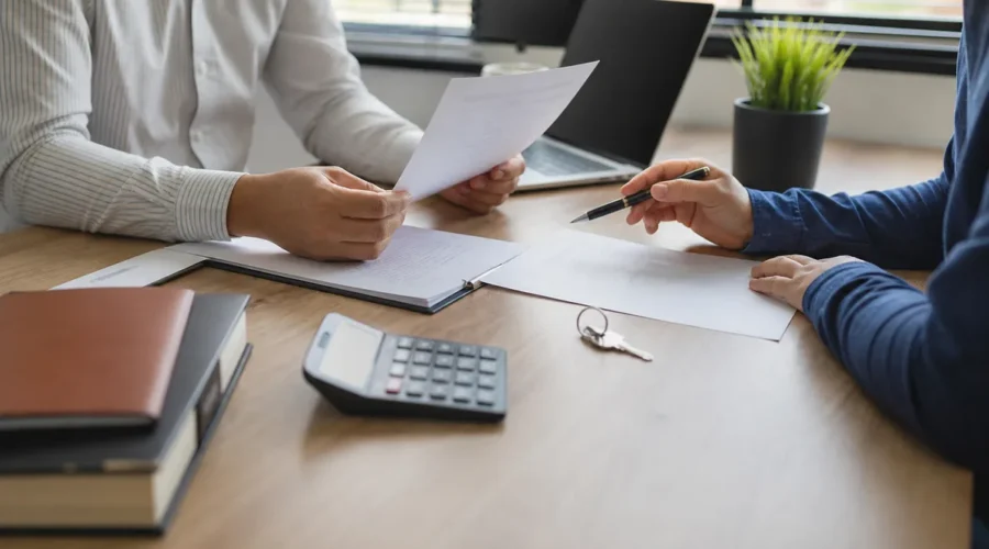 Contrato imobiliário com recibo de sinal usado para análise de arras confirmatórias