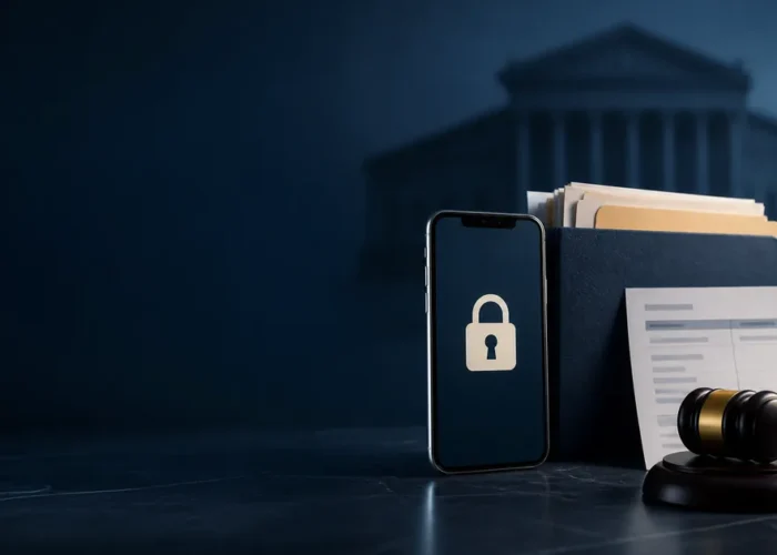 Celular bloqueado, processo e extrato em análise judicial