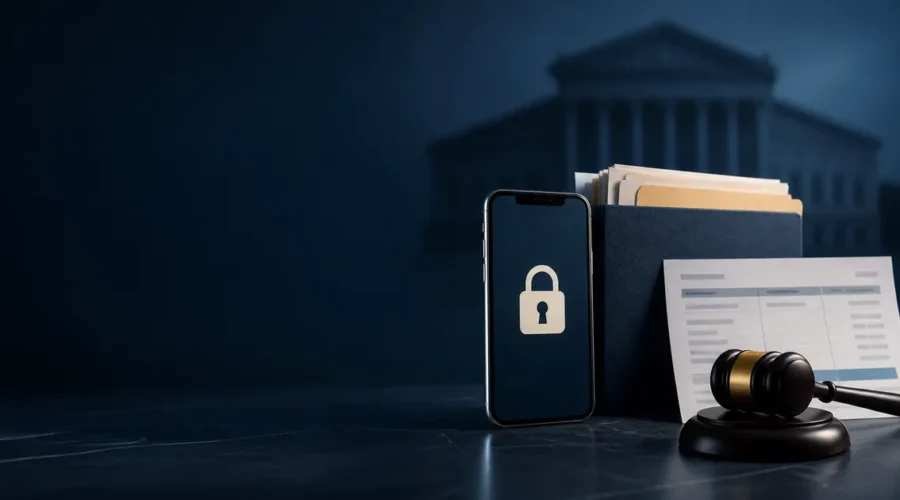 Celular bloqueado, processo e extrato em análise judicial