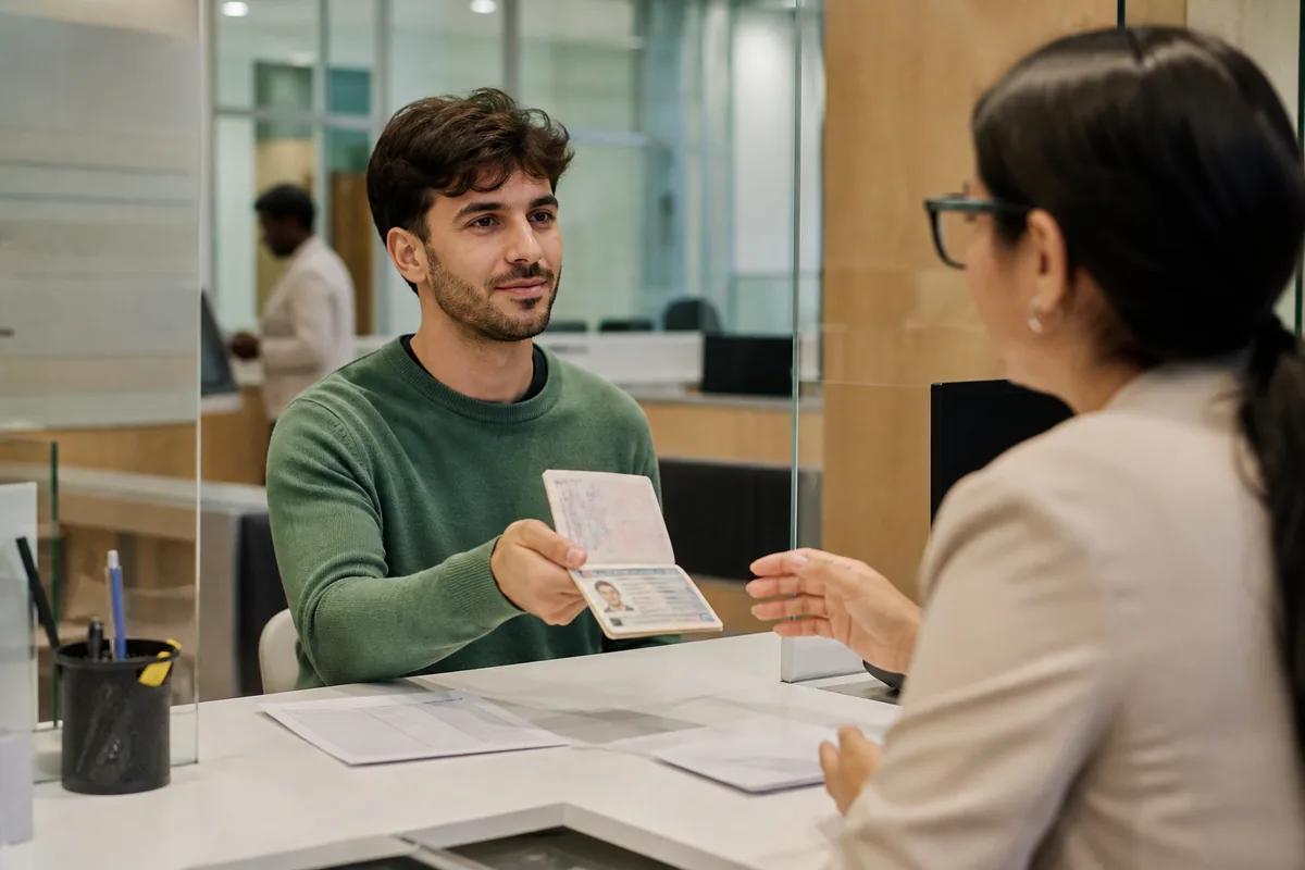 Cidadão italiano apresentando documento para registro em Portugal
