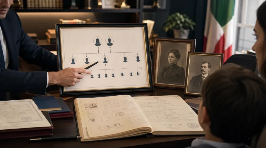 Árvore familiar e documentos de cidadania italiana