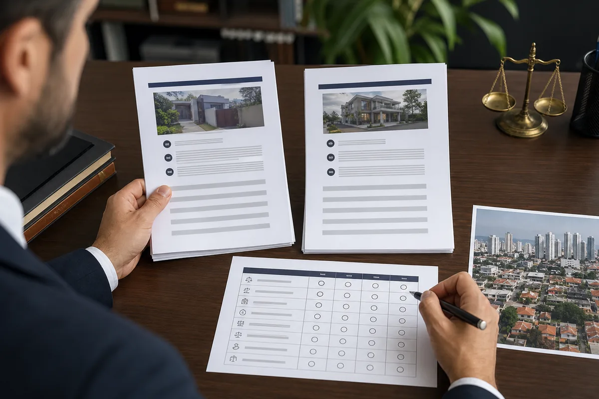 Cliente compara propostas e critérios para caso imobiliário