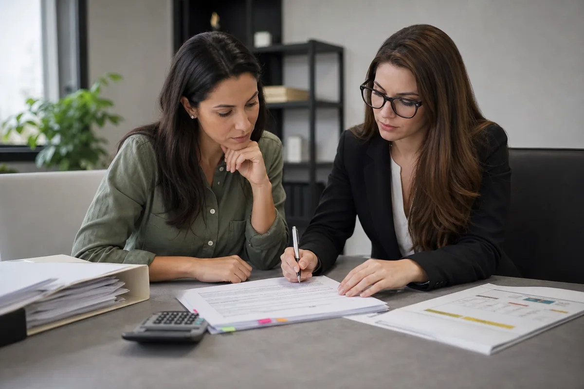 Cliente revisando contrato de cidadania italiana com advogada