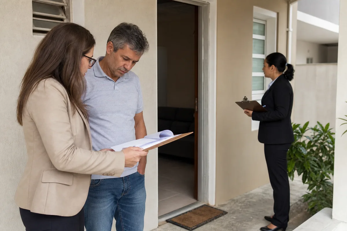 Advogada acompanha diligência de imissão na posse na entrada do imóvel