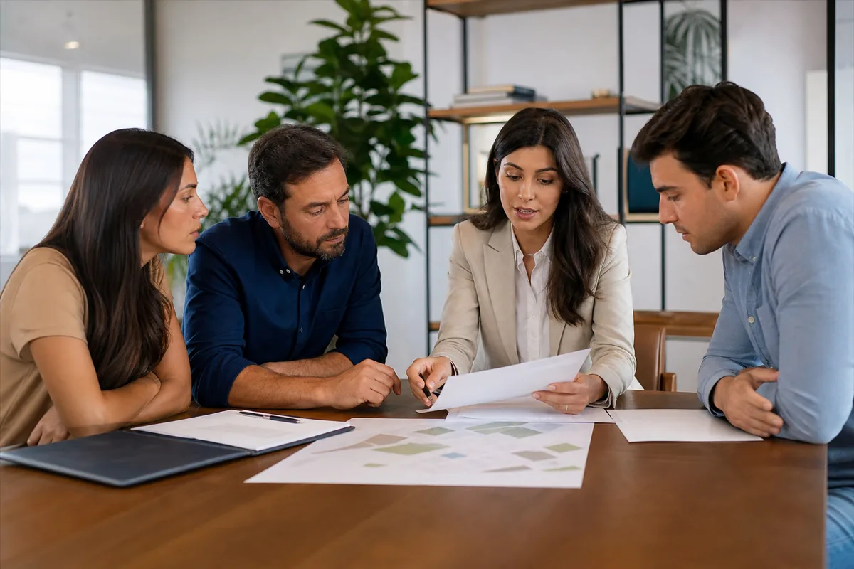 Família conversa com advogada sobre os custos do inventário