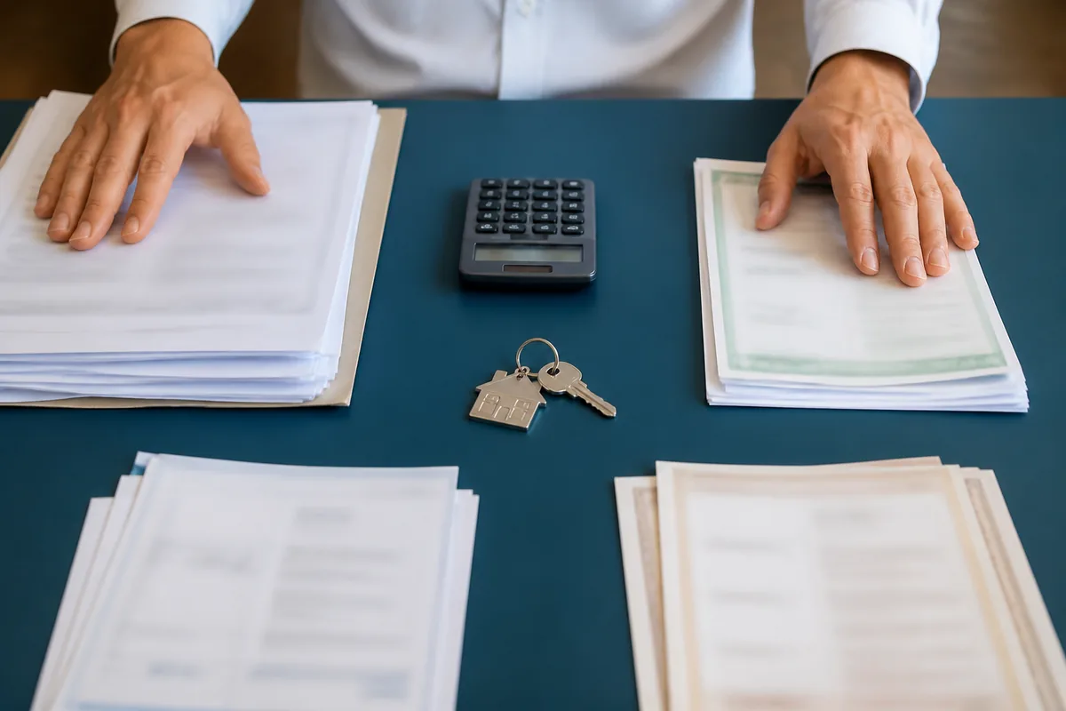 Documentos e calculadora para separar custos do inventário