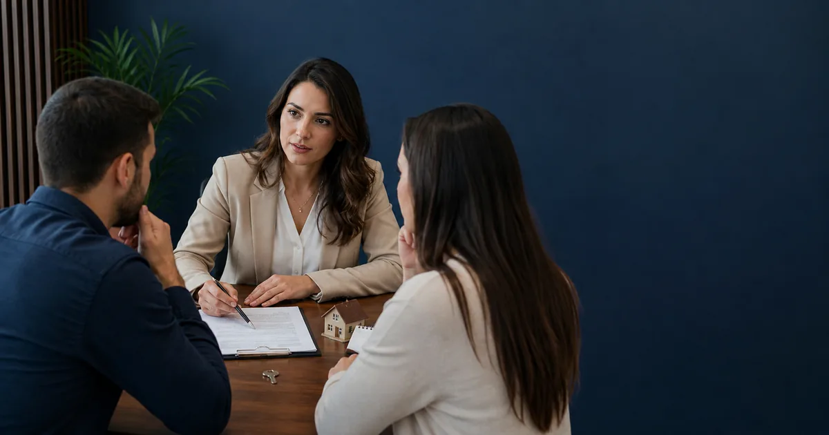 Advogada orienta duas partes sobre interesses distintos em um leilão imobiliário