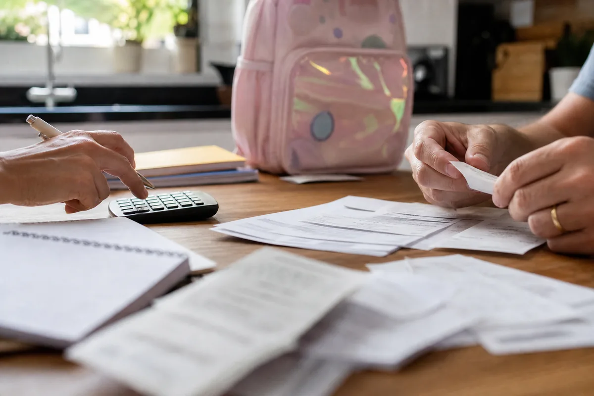 Recibos e calculadora para organizar despesas além da pensão