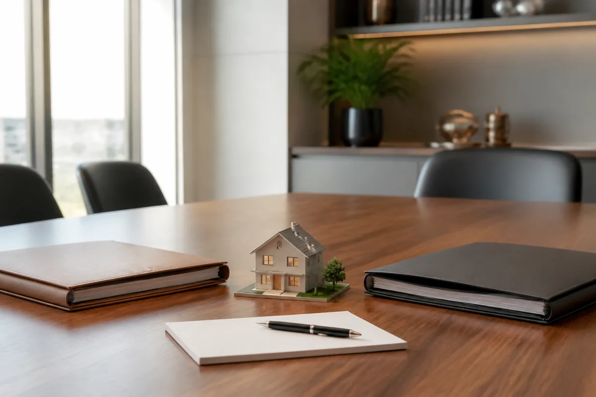 Pastas opostas e modelo de imóvel para análise de disputa imobiliária