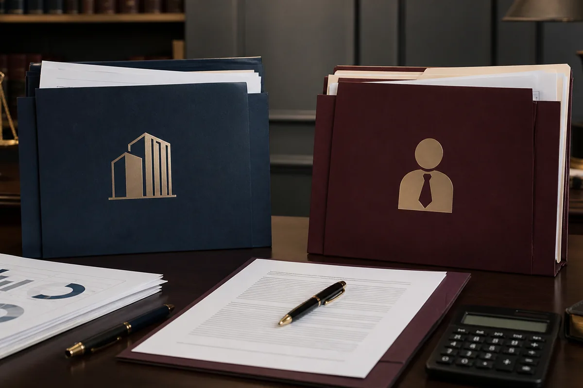 Pastas distintas representam obrigações da empresa e da pessoa física