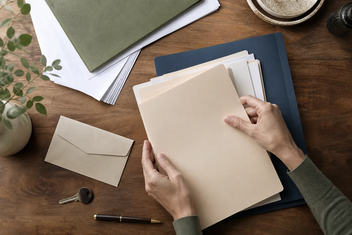 Pastas e documentos separados para iniciar um inventário