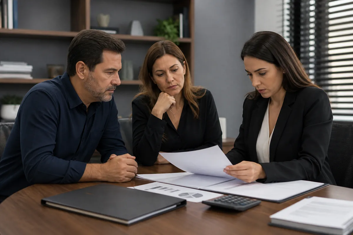 Família e advogada analisam documentos de empresa incluída no inventário