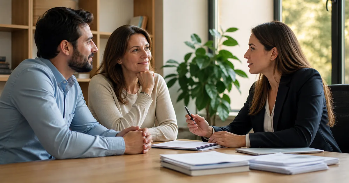 Família conversa com advogada durante primeira consulta de inventário