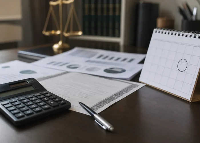 Calculadora e calendário para estimar multa de inventário atrasado