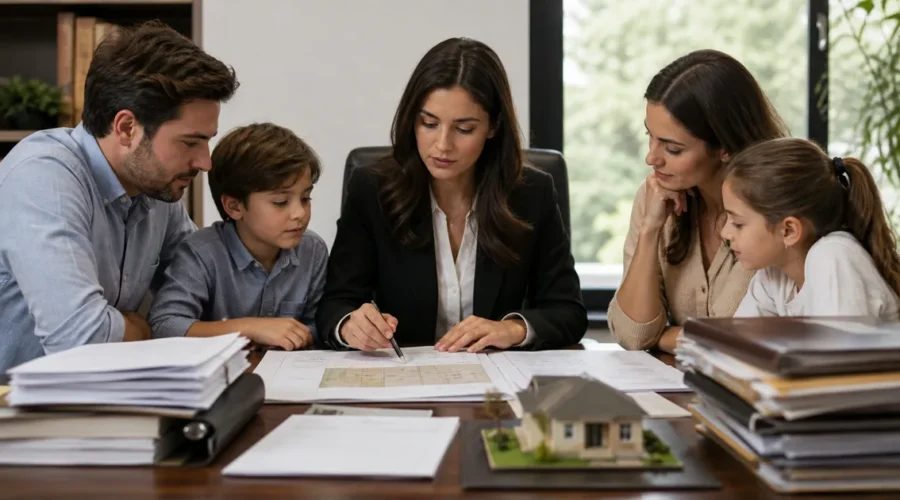 Família e advogada organizam documentos e bens do inventário