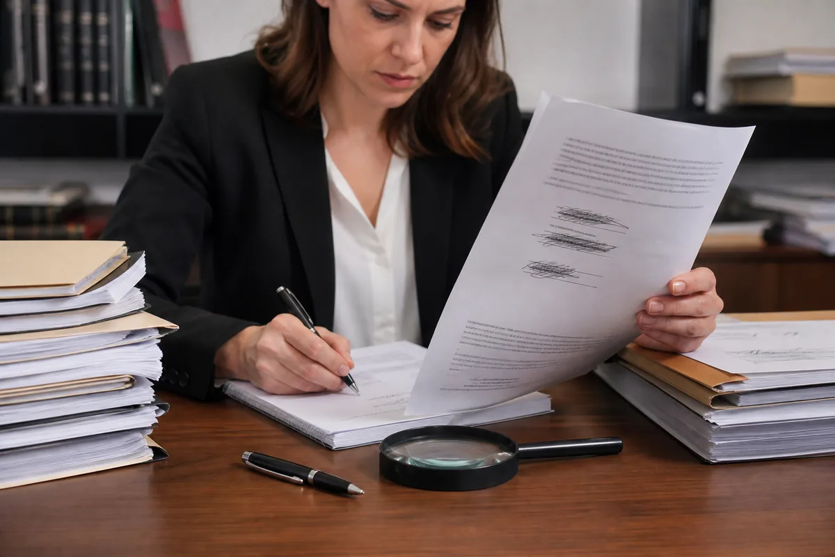 Advogada analisa divergências de assinatura em contrato bancário