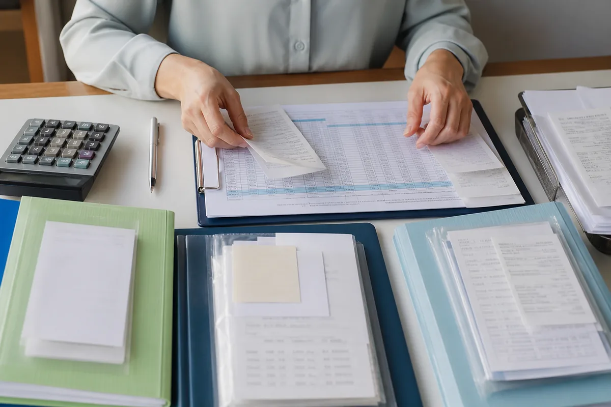 Recibos e planilhas separados para prestação de contas do curador