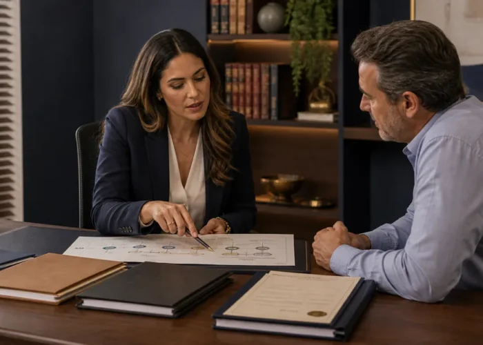 Advogada apresenta o percurso do inventário ao cliente