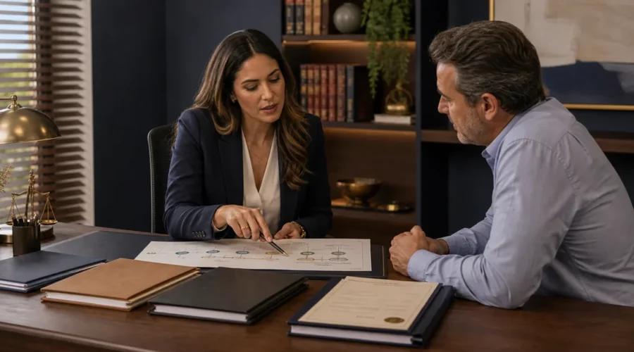 Advogada apresenta o percurso do inventário ao cliente