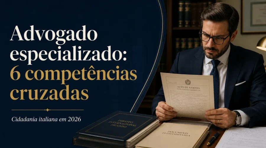 Advogado especializado em cidadania italiana analisa documentos e seis competências cruzadas