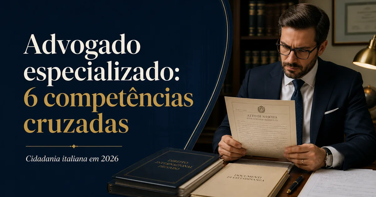 Advogado especializado em cidadania italiana analisa documentos e seis competências cruzadas
