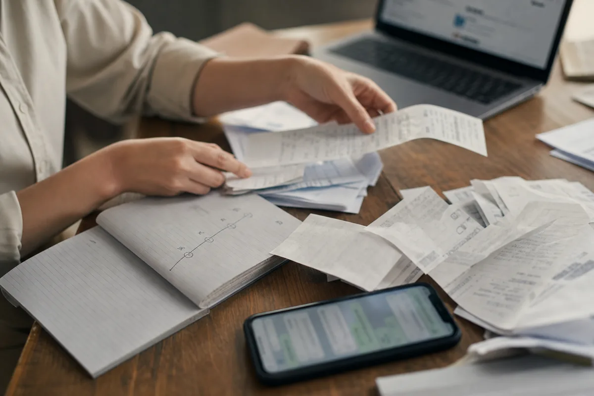 Documentos organizados para provar prestação de serviço combinada verbalmente