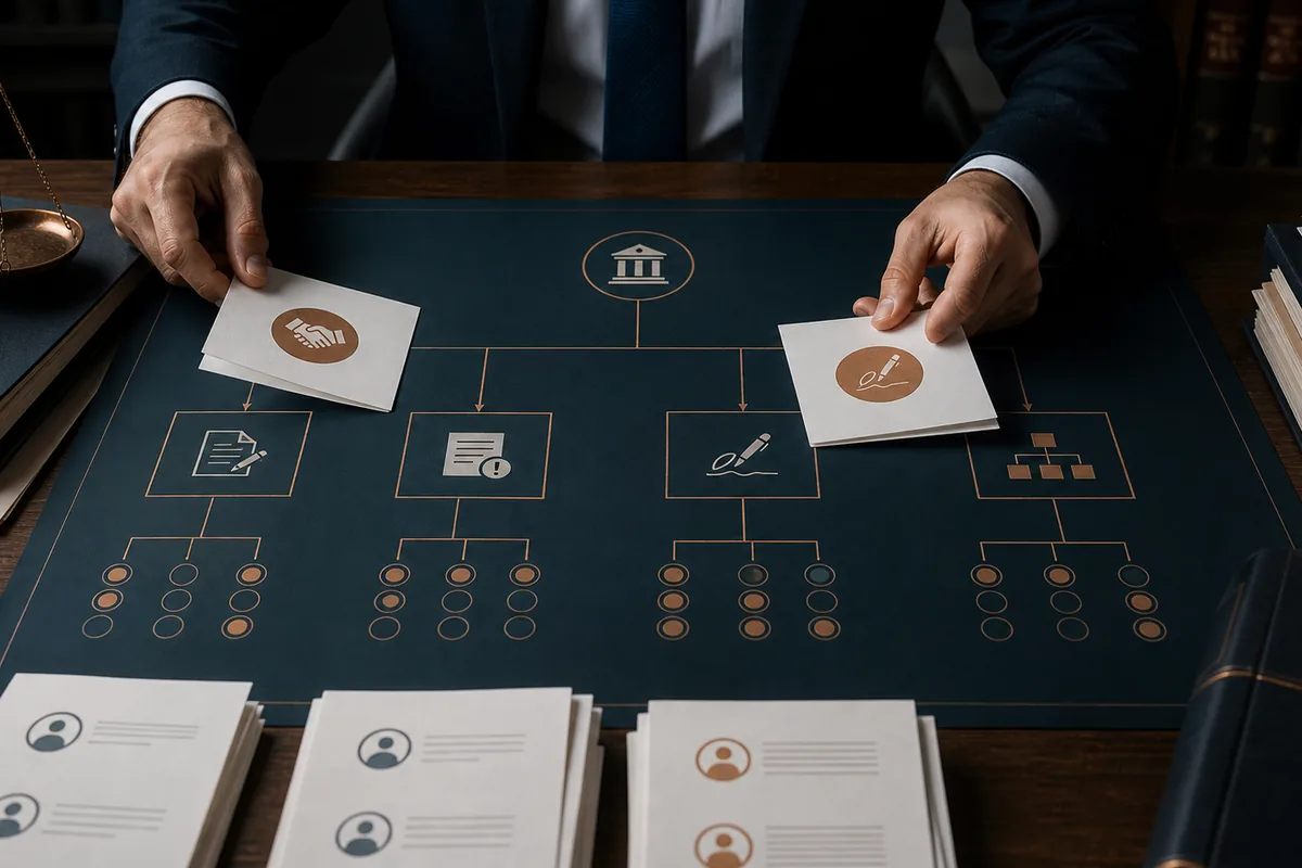 Advogado organiza contratos, tributos e garantias em mapa de responsabilidade