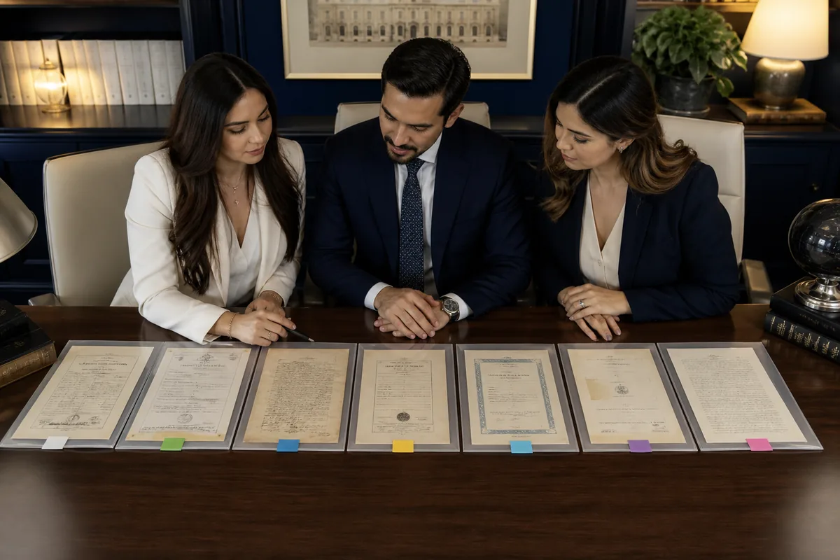Equipe jurídica confere sete documentos do dossiê de cidadania italiana