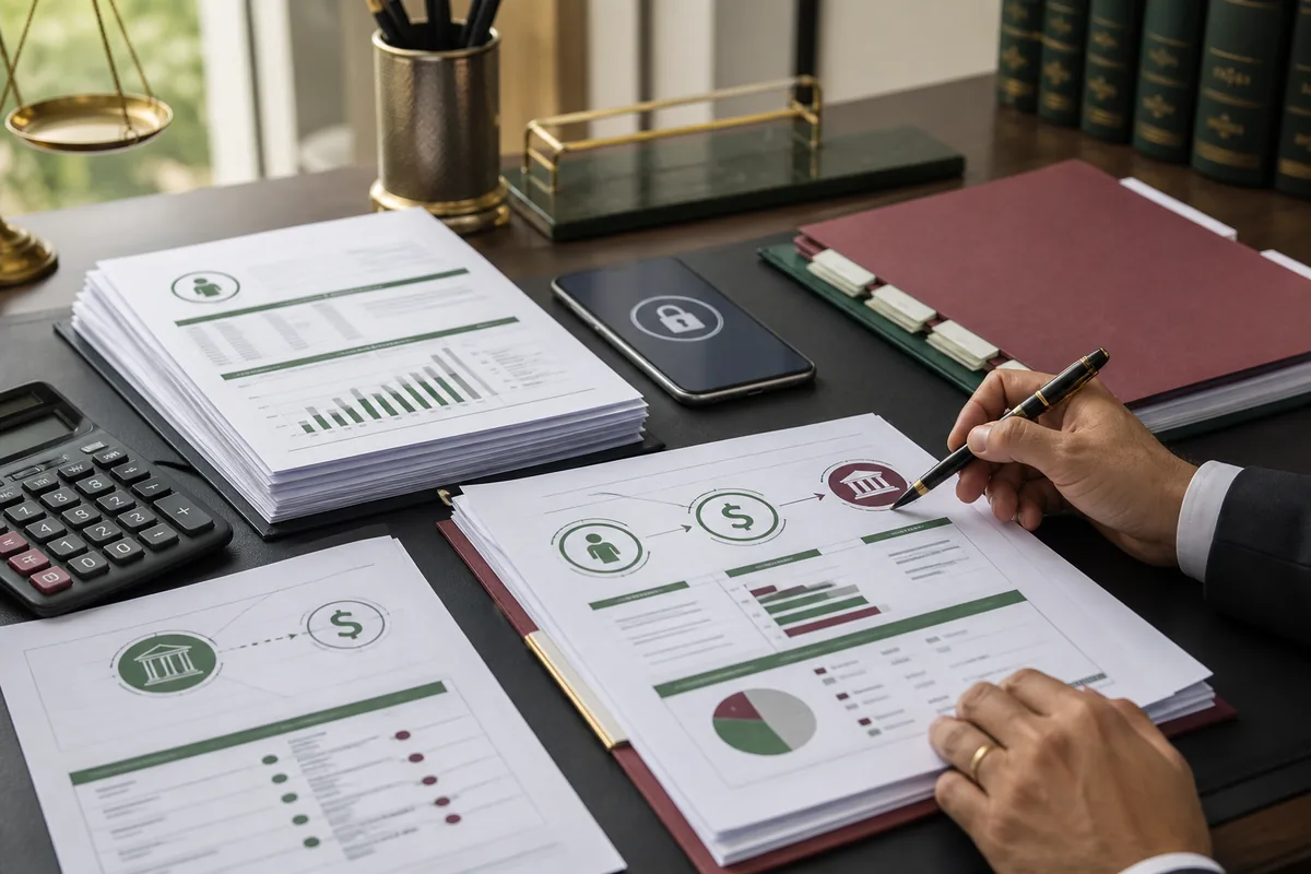 Documentos e extratos organizados para pedido de desbloqueio judicial