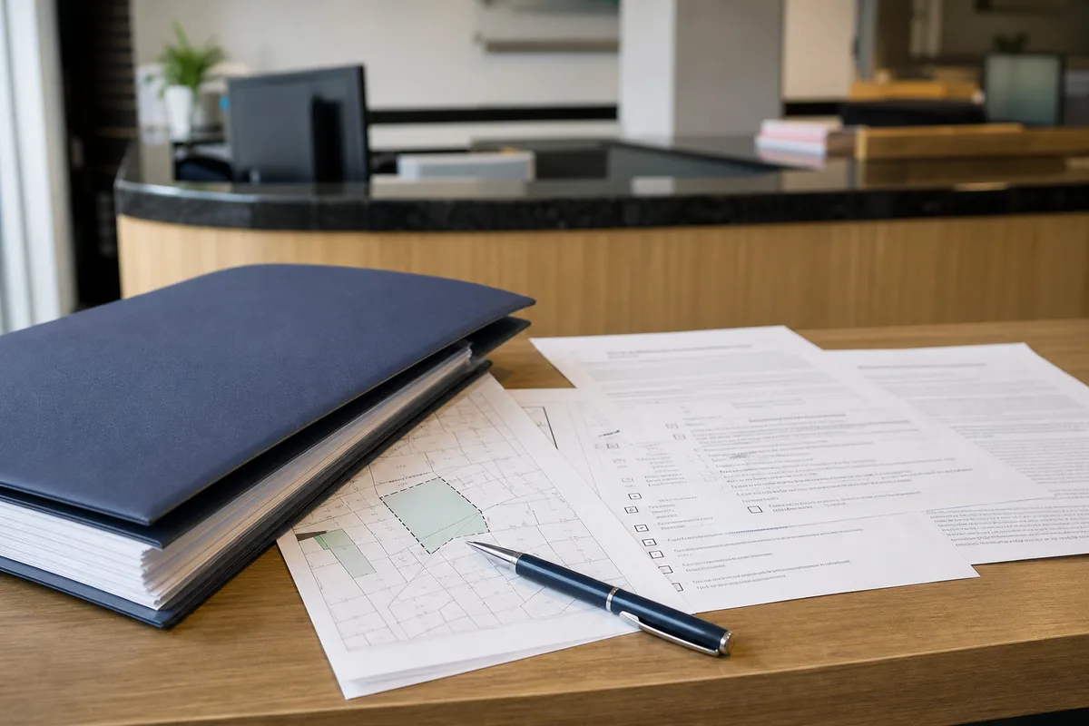 Documentos e planta para acompanhar protocolo de usucapião no cartório