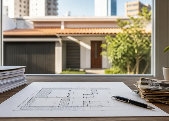 Casa e planta do imóvel em análise para usucapião judicial